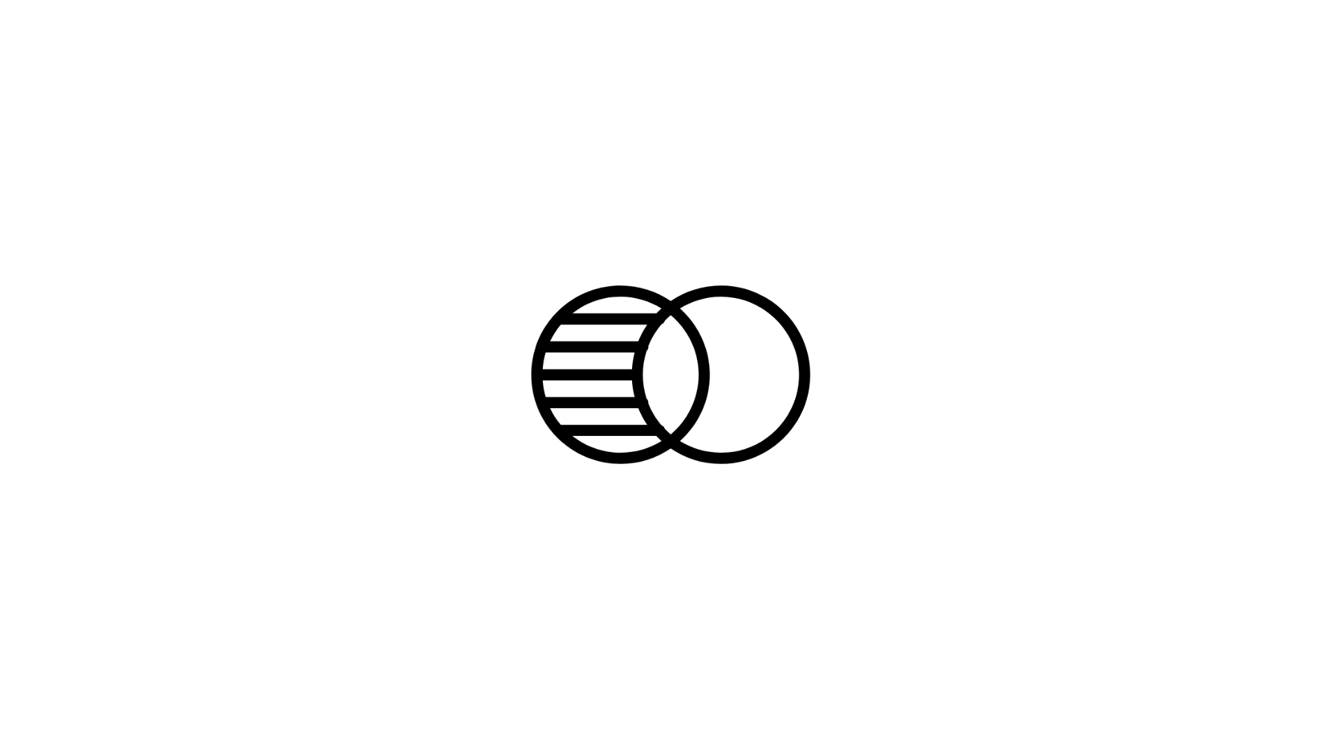 Icon of two overlapping circles, one with horizontal lines, representing connection, collaboration, or integration between two systems or ideas.
