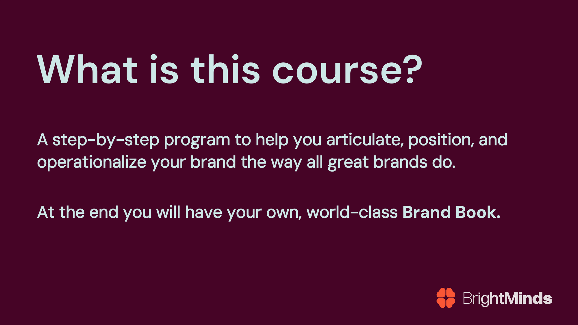 Build A World-Class Brand Book in 5 online sessions
