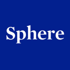 Sphere logo with white serif text on a deep blue rectangular background.