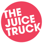 The Juice Truck logo featuring bold white text in all caps inside a bright pink circular background.