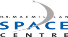 H.R. MacMillan Space Centre logo featuring a curved silver arc ending in a star above the word “SPACE” in bold blue letters and “CENTRE” below in smaller text.